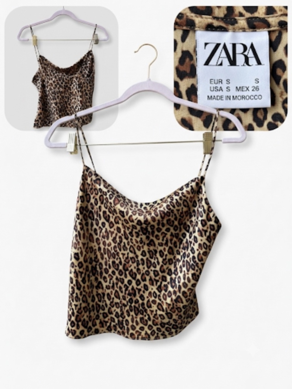 Zara Satin Leopard Print Top